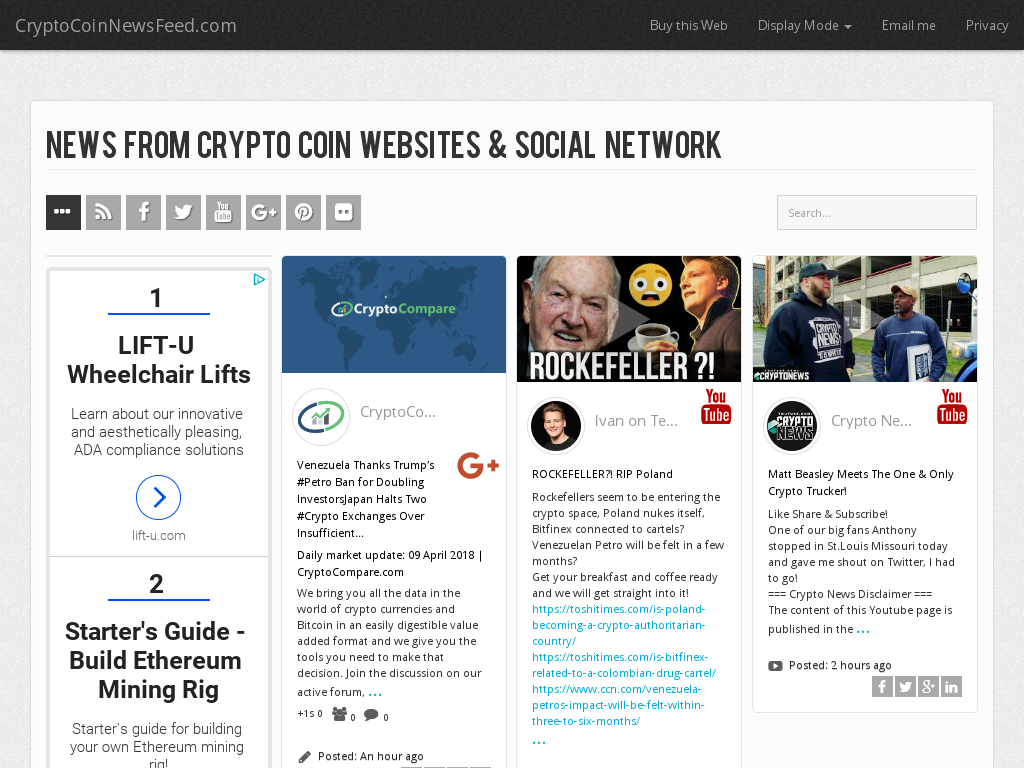 CryptoCoinNewsFeed.com — Website Sold on Flippa: CryptoCoinNewsFeed.com —  100% Auto News from Crypto Coin Websites&Social Network