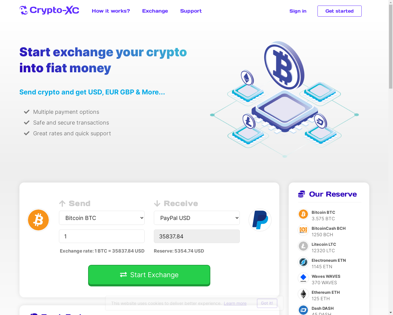 Crypto-XC.com — Marketplace Sold on Flippa: Cryptocurrency exchange business.  Get your commissions on each crypto exchange.
