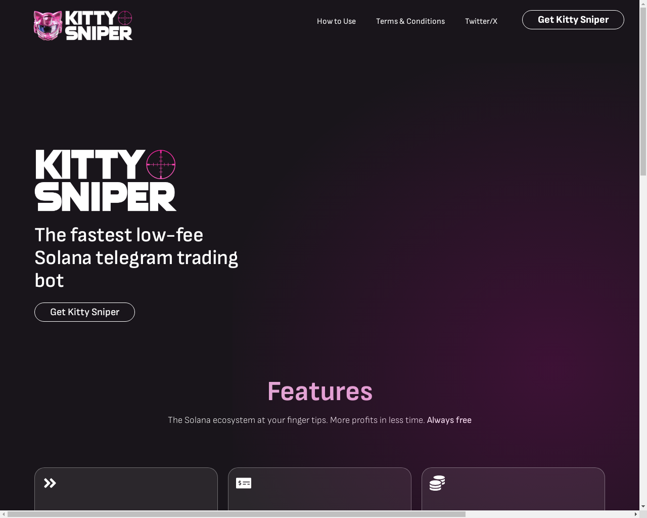 kittysniper.com — Service Business Sold on Flippa: Kitty Sniper is a fully  built out Solana Crypto trading bot on telegram. Comes complete with  website and twitter/x account.