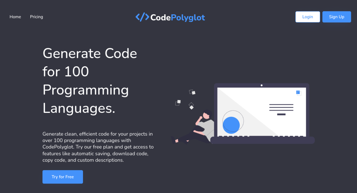 codepolyglot.com — SaaS Sold on Flippa: Generate code for 100 different ...