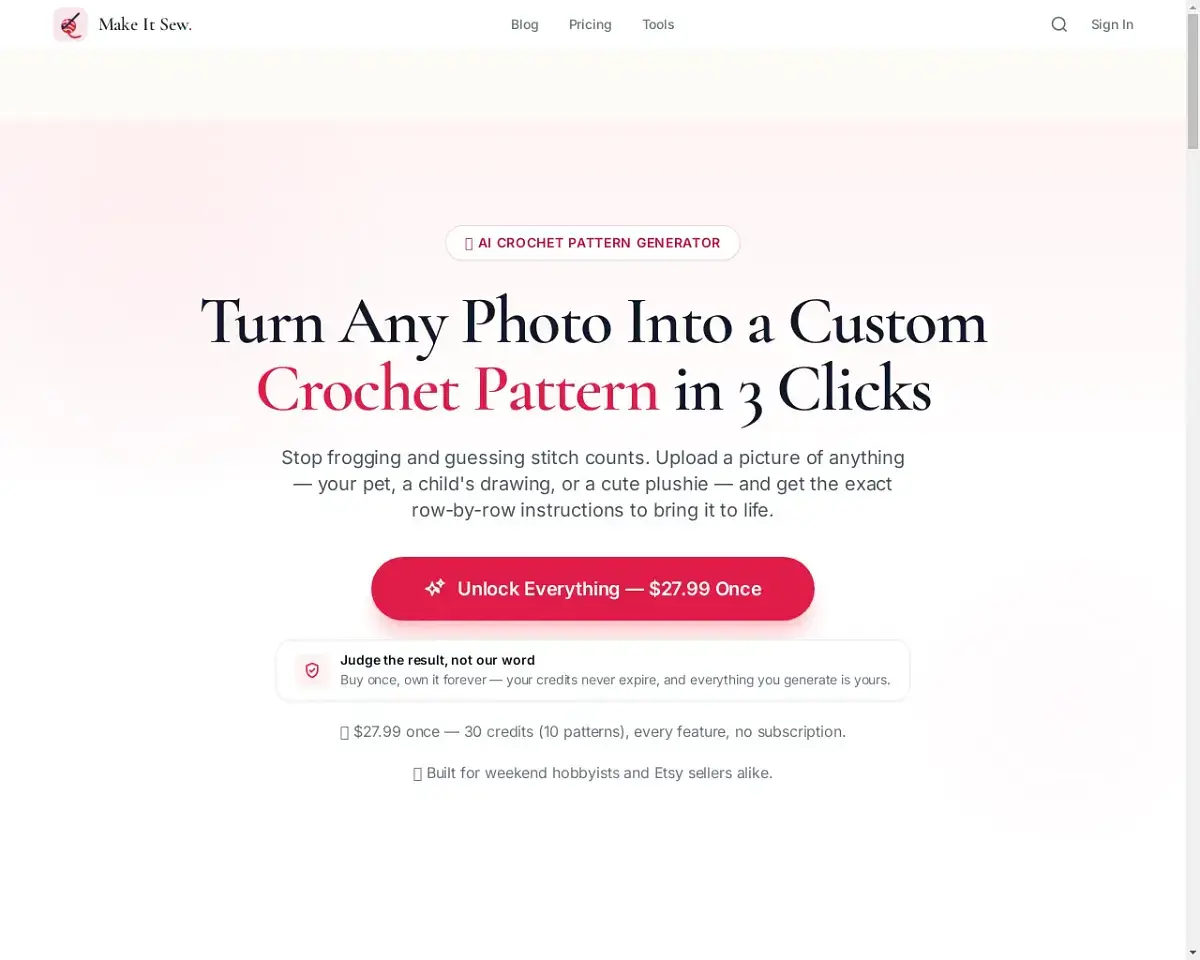 Make It Sew Crochet: 100% Automated AI… | SaaS for Sale on Flippa